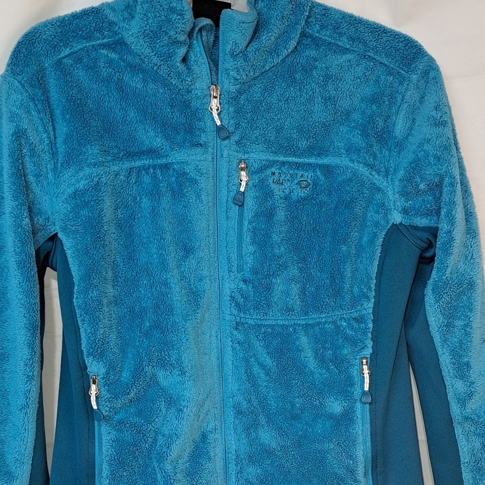 Mountain HardWear Women's Fleece Fill Zip Adjustable Blue Pockets Size Medium
